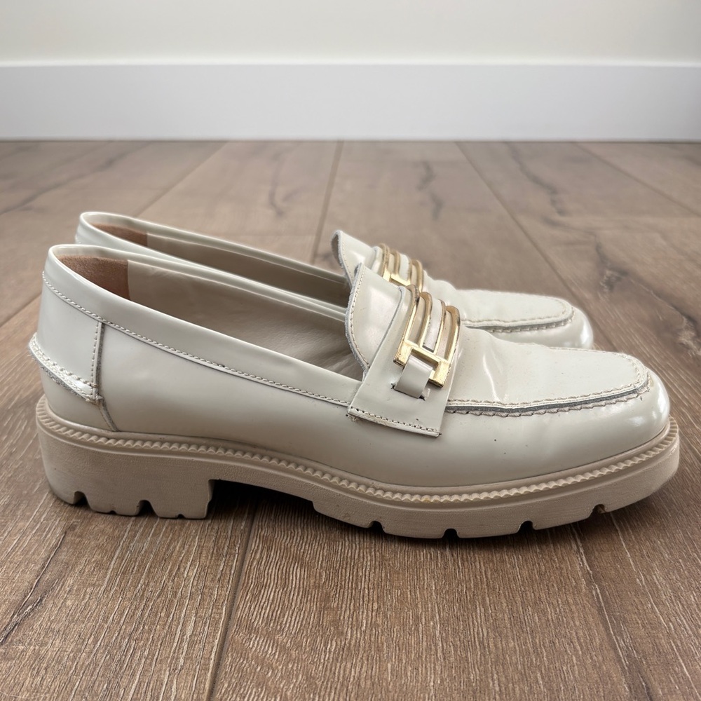 Italian Cream Leather Loafers